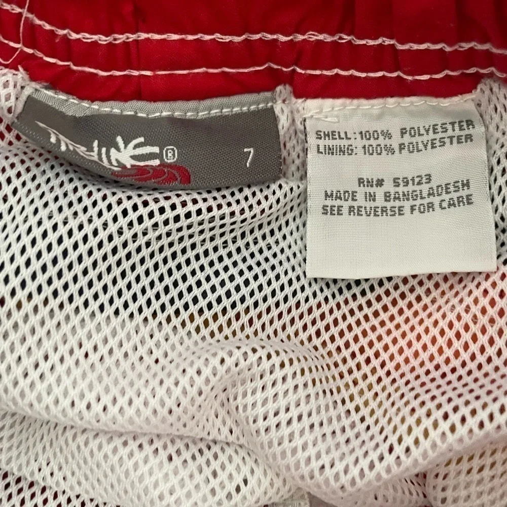 PIPELINE boys retro striped red swim trunks size 7